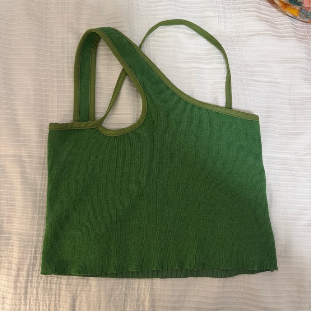 Green Asymmetrical Tank Top